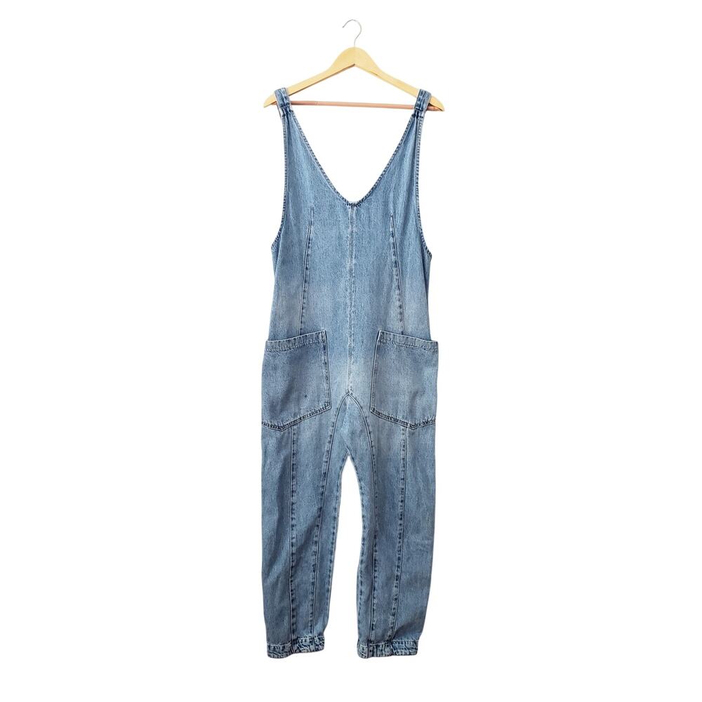 Free People High Roller Denim Jumpsuit Size Small